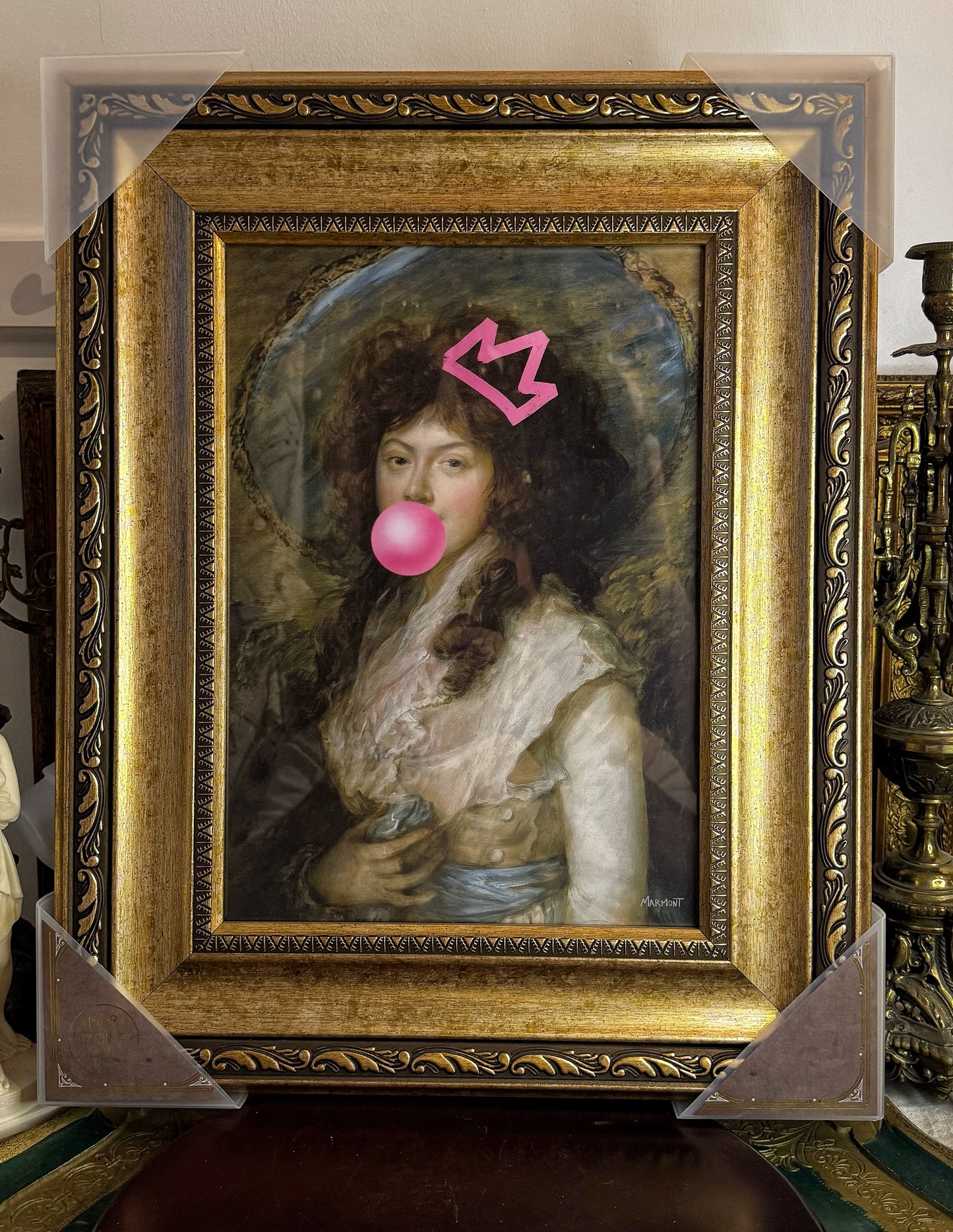 "Bubblegum Duchess" – Contemporary Pop Art on Classical Print