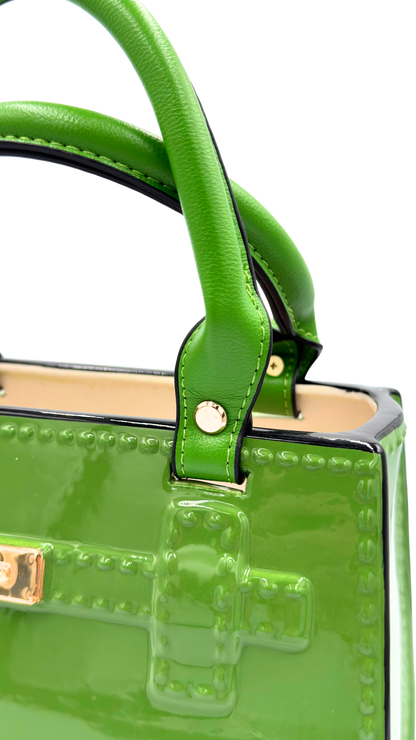 Green Ceramic & Leather Handbag Vase