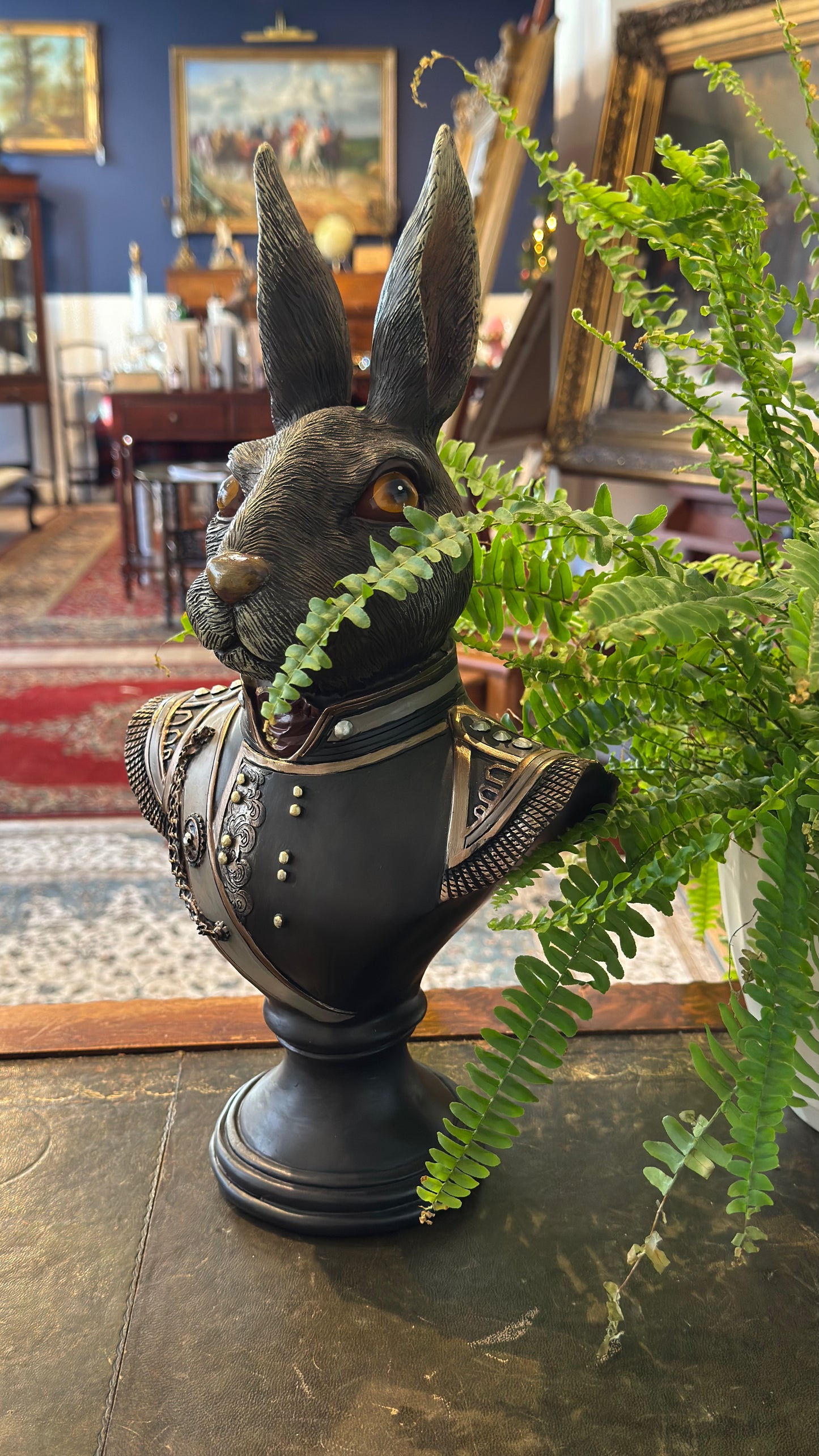 Gentry Rabbit Bust on Round Base