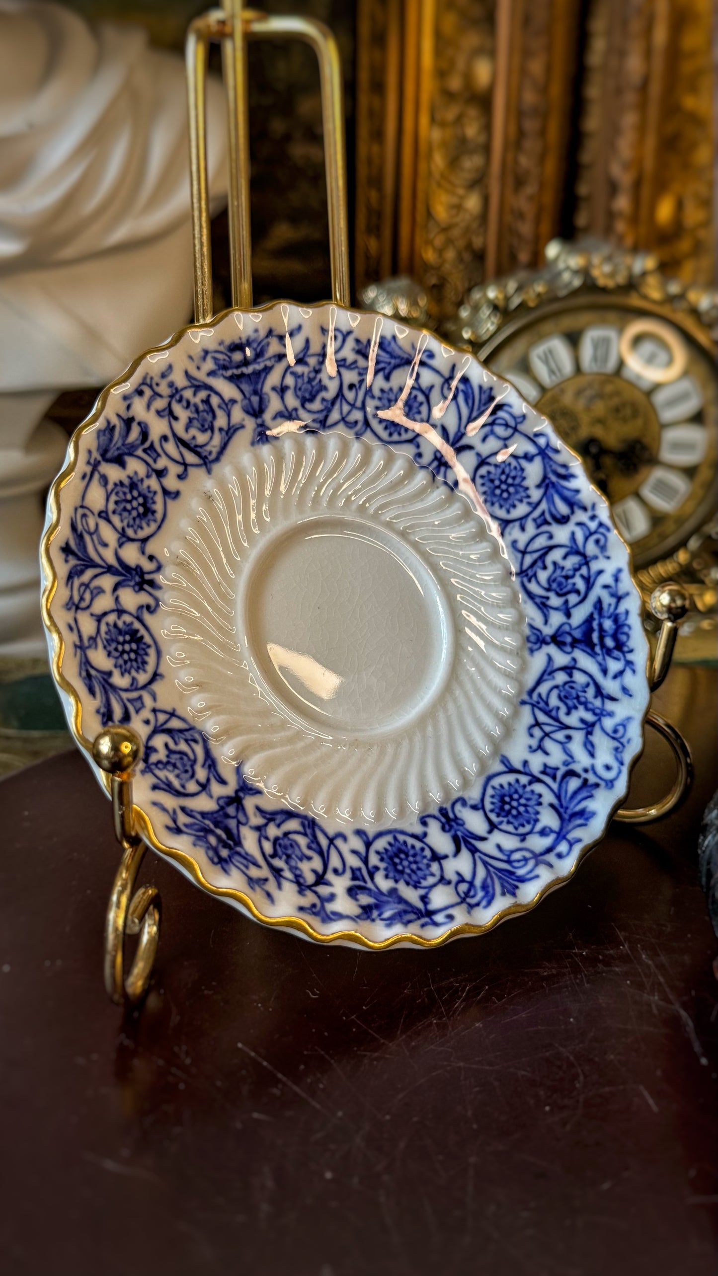 Antique Coalport "Grosvenor" Cup & Saucer – A/189 R2 – Blue & White – Circa 1900