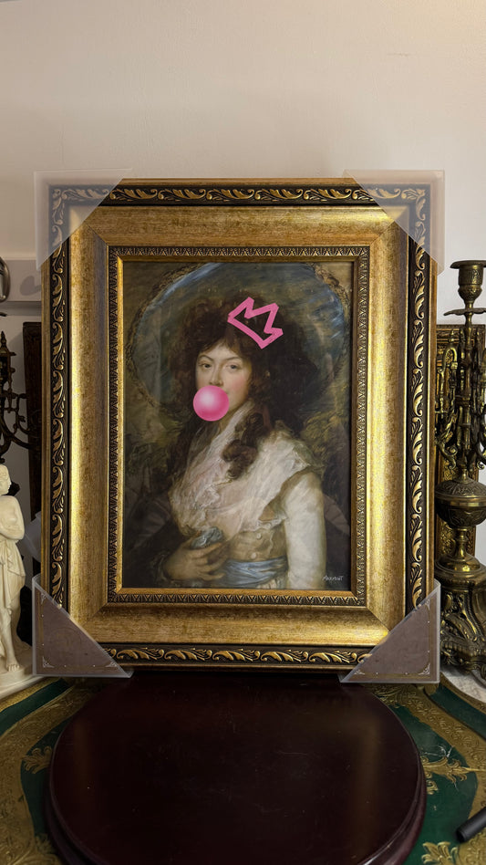 "Bubblegum Duchess" – Contemporary Pop Art on Classical Print