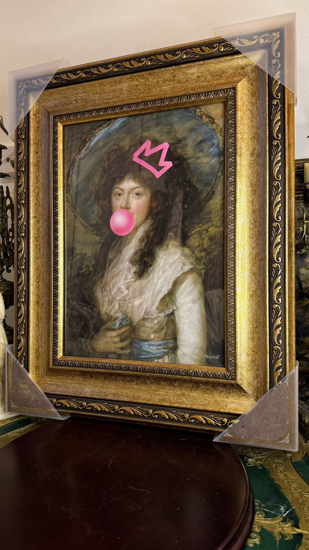 "Bubblegum Duchess" – Contemporary Pop Art on Classical Print