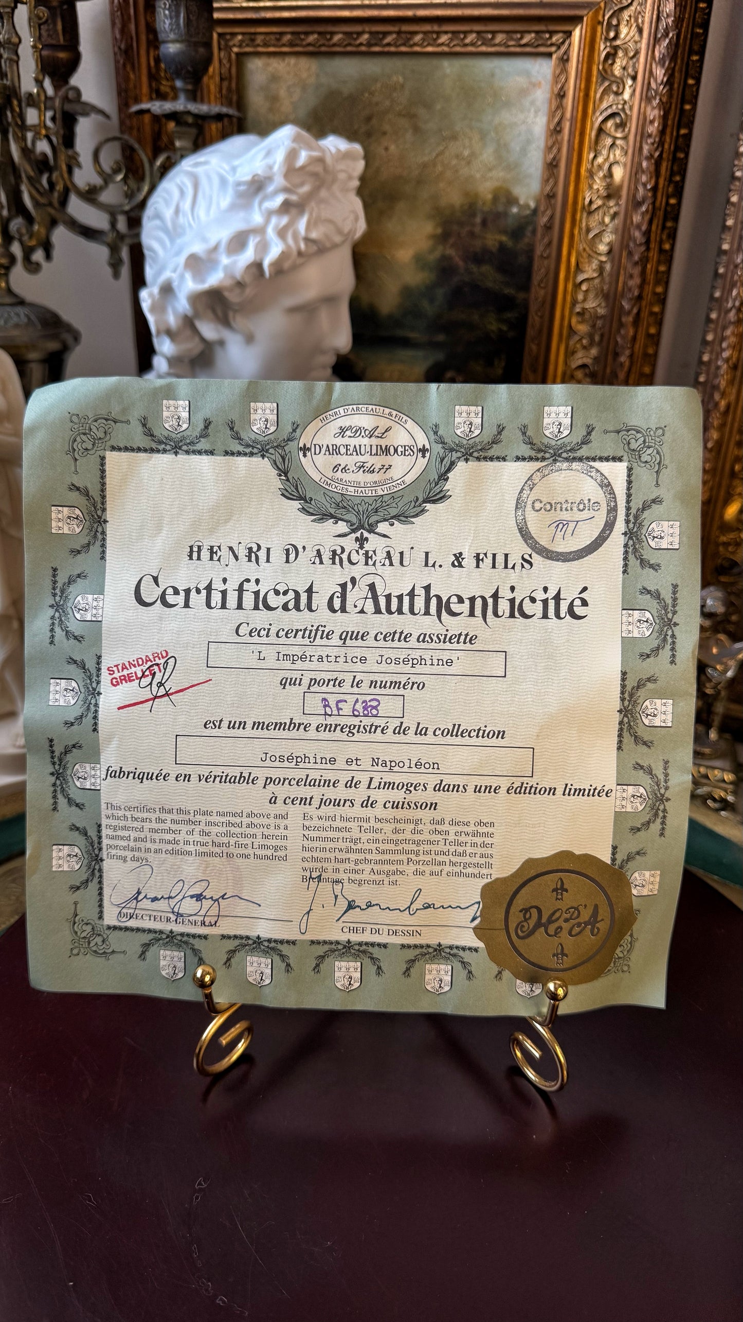 Henri d’Arceau & Fils – “L’Impératrice Joséphine” Limited Edition Limoges Plate