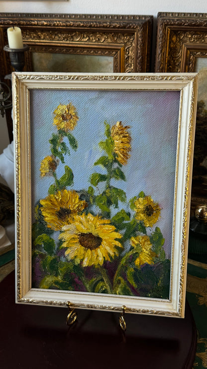 Sunflowers – Original Oil Painting on Canvas, 30 cm