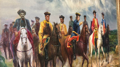 20th Century Oil Painting | The Cavalry Officers signed by Armstrong