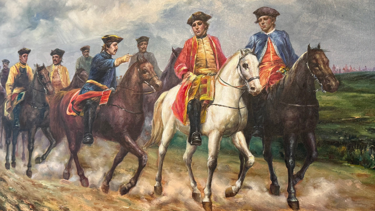 20th Century Oil Painting | The Cavalry Officers signed by Armstrong