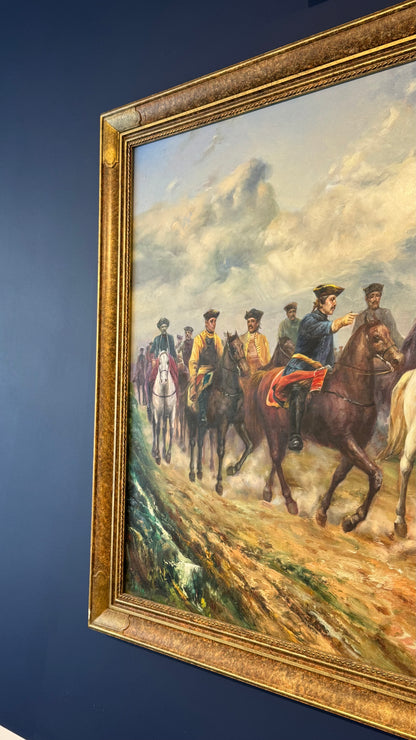 20th Century Oil Painting | The Cavalry Officers signed by Armstrong