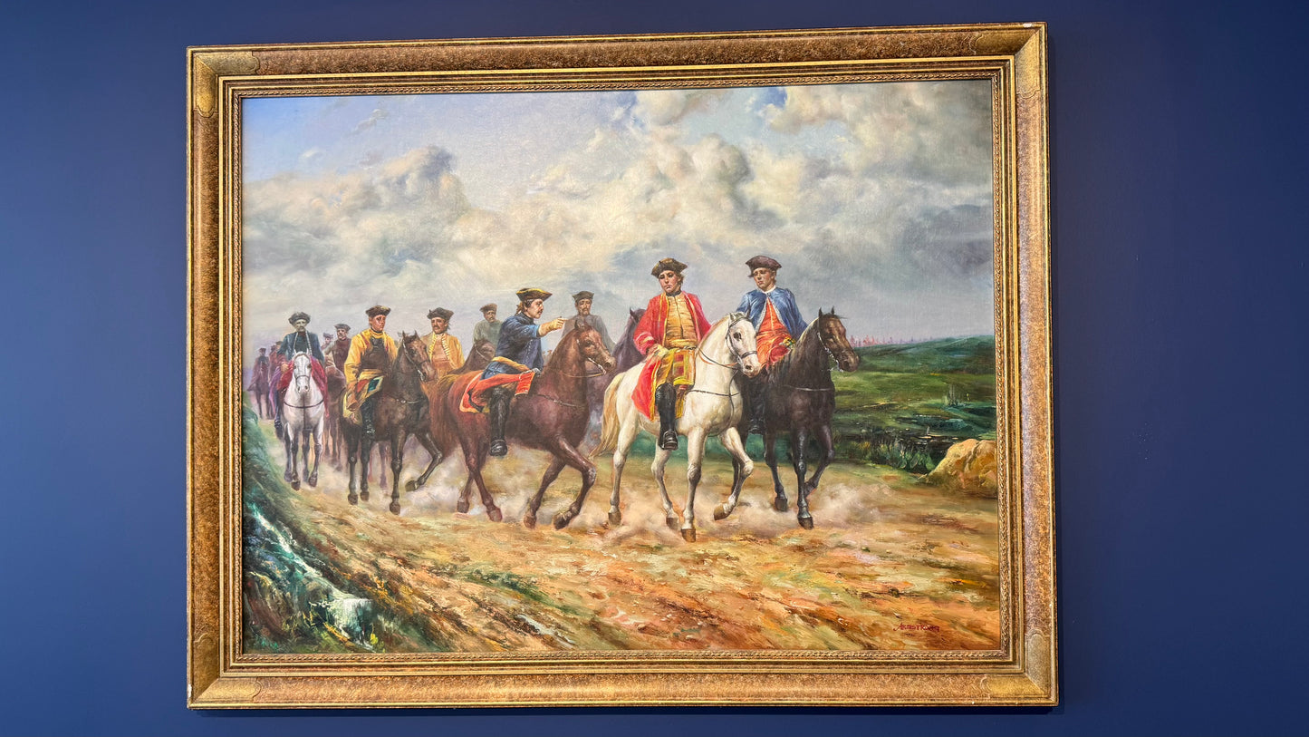 20th Century Oil Painting | The Cavalry Officers signed by Armstrong