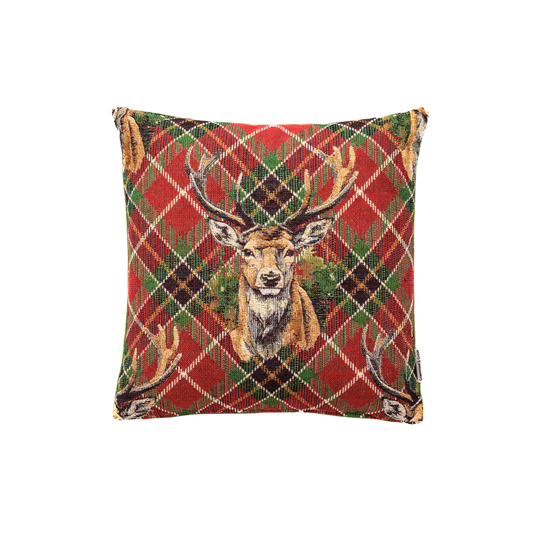 Scottish Stag Woven Cushion - 30x30cm (12"x12"): Fibre Filler