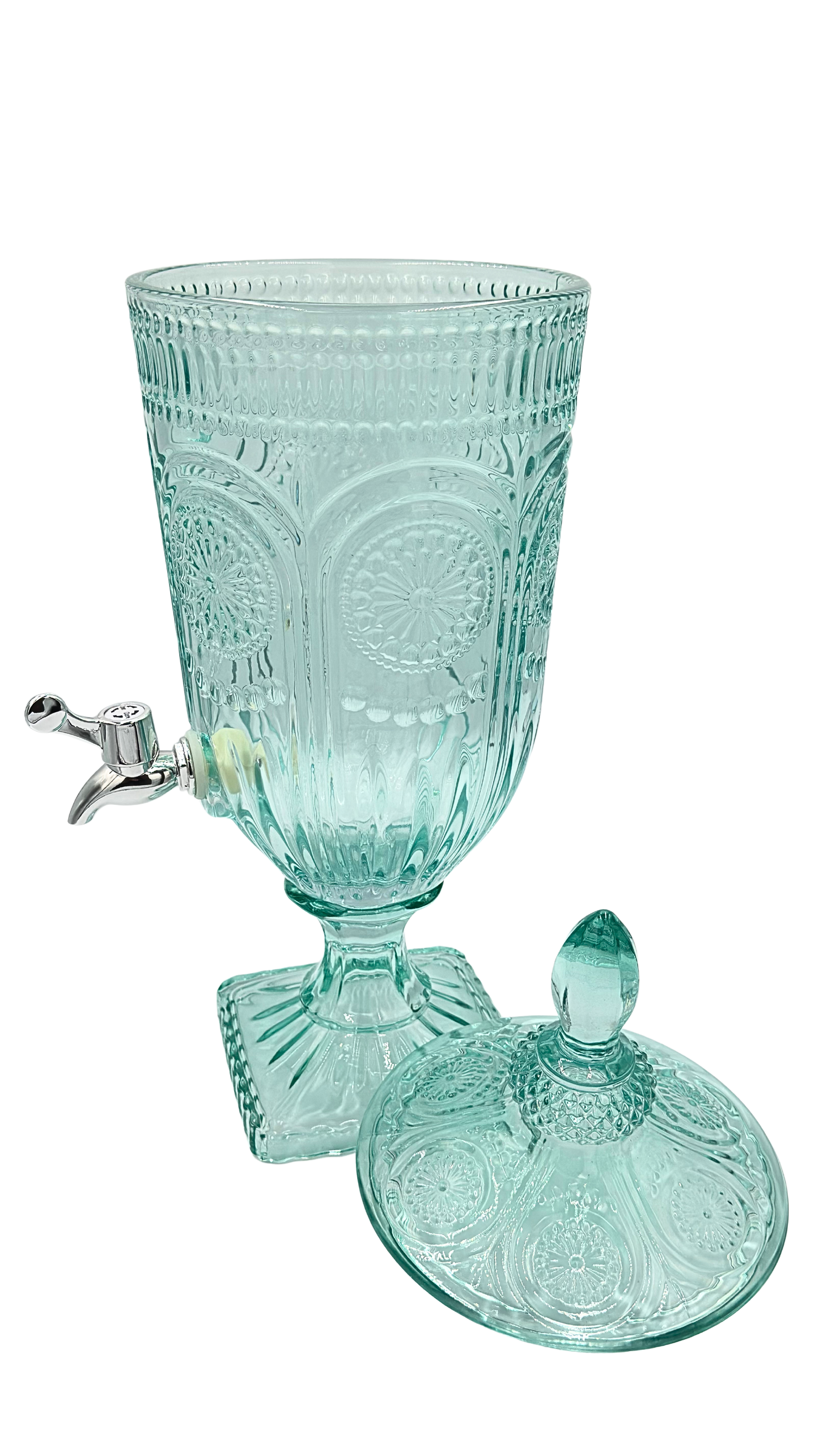 Teal Patterned 3-Litre Glass Drinks Server