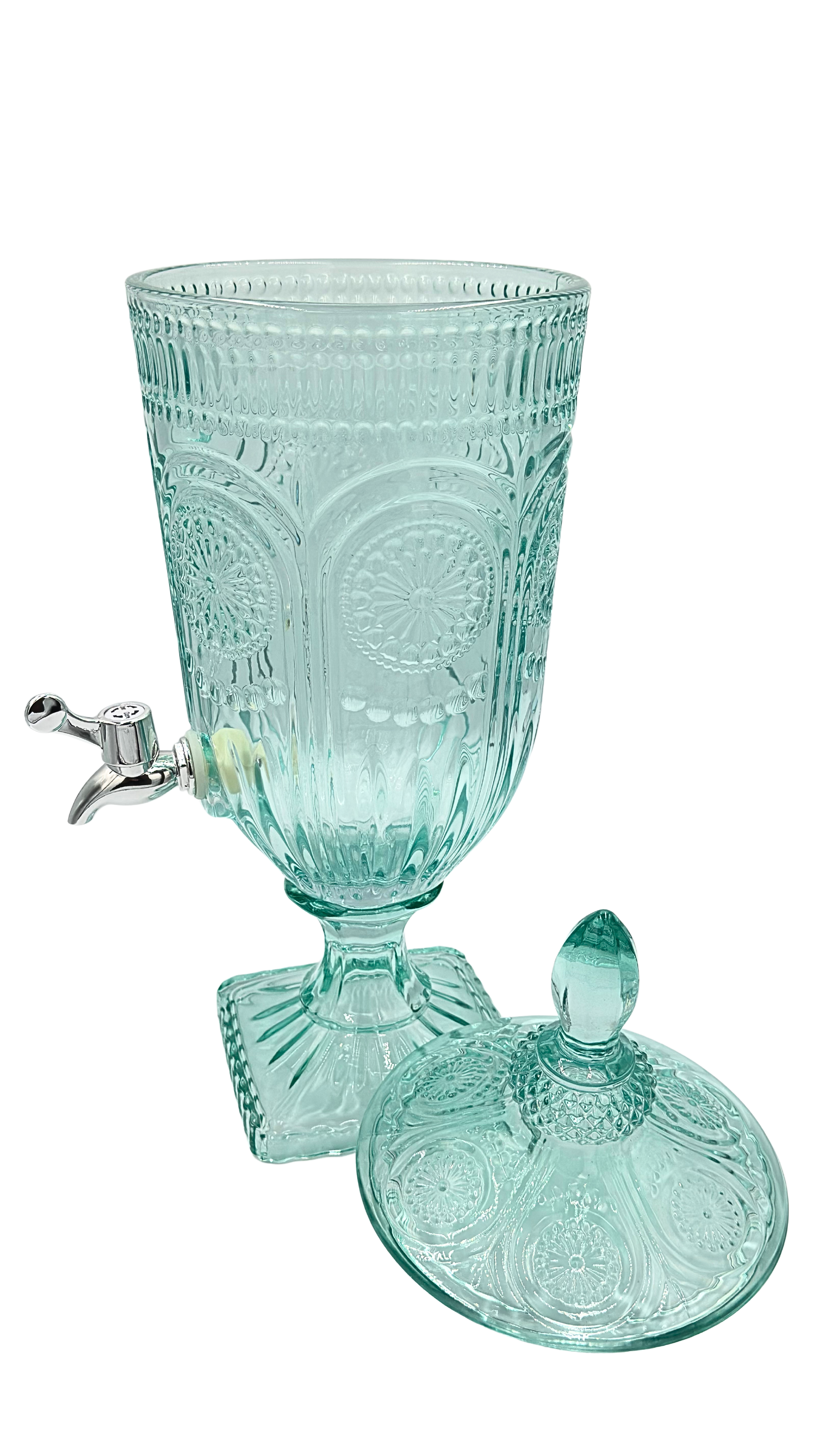 Teal Patterned 3-Litre Glass Drinks Server