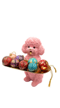 Pink Poodle Dog Holding Gold Tray