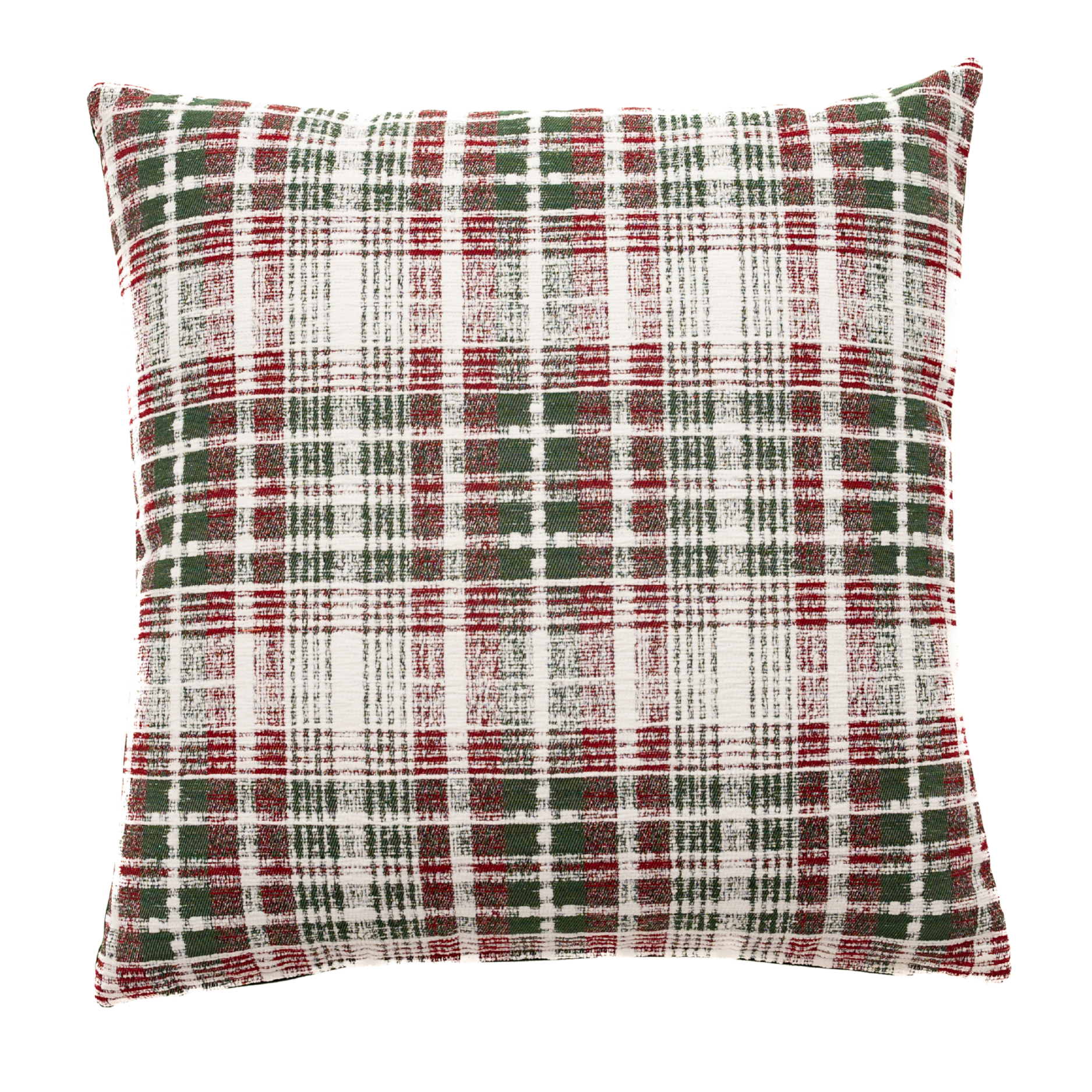 Winter Plaid Red Woven Cushion - 42x42cm (17"x17"): Fibre Filler