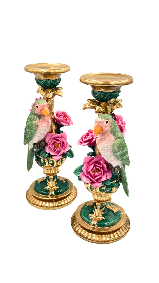 Pair of Ornate Parrot Candle Holders